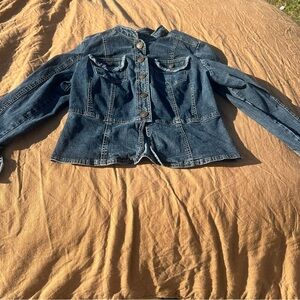 Vintage Y2K Steampunk AMI Denim Jacket Peplum Bottom Size Petite Large